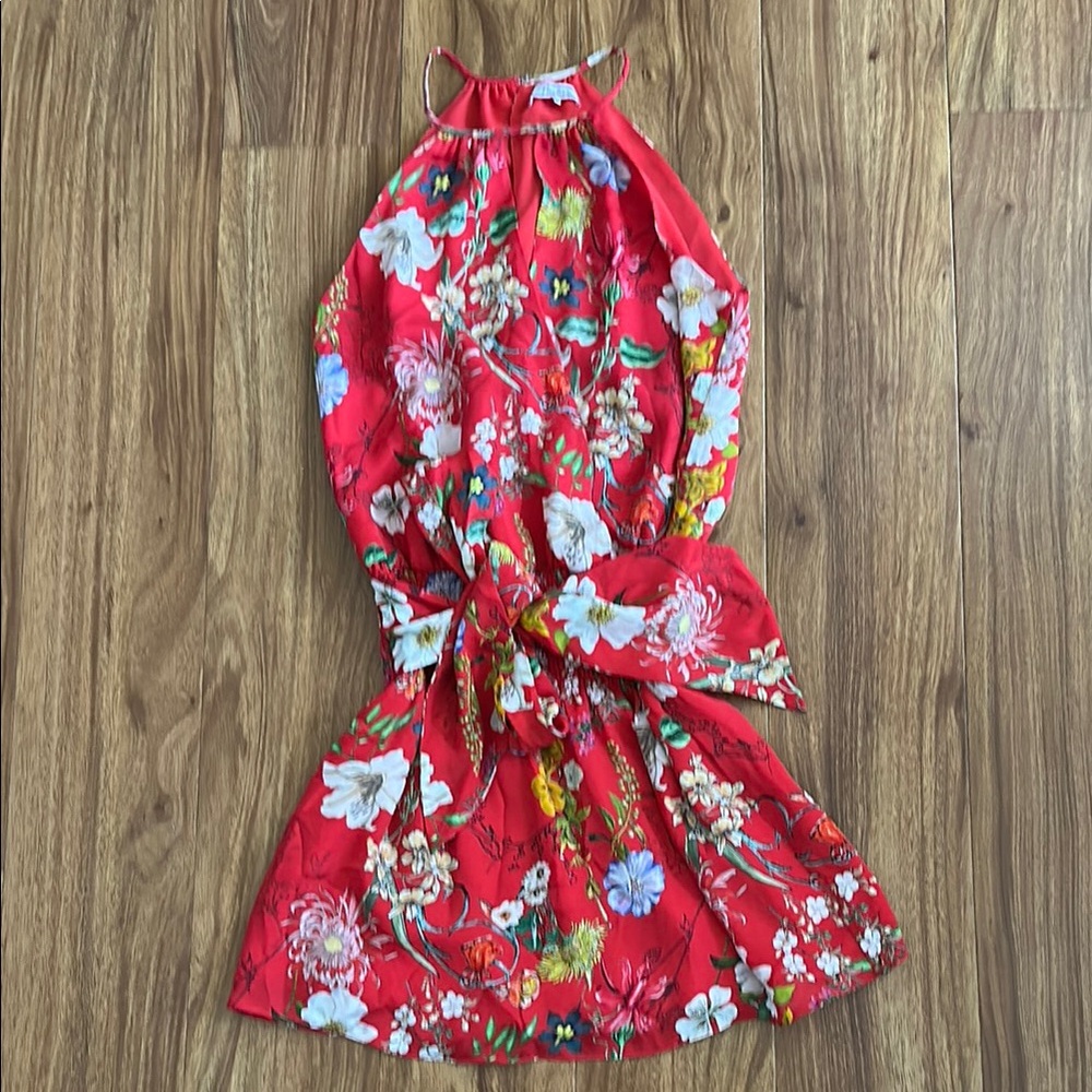 Beautiful Parker Floral Halter Dress in Red XS